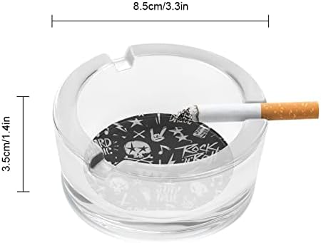 Стъклен Пепелник за Цигари в стила на рок-енд-Рол, Кръгла Пепелник, Преносим Титуляр за Пепел, Калъф за вътрешна и Външна употреба