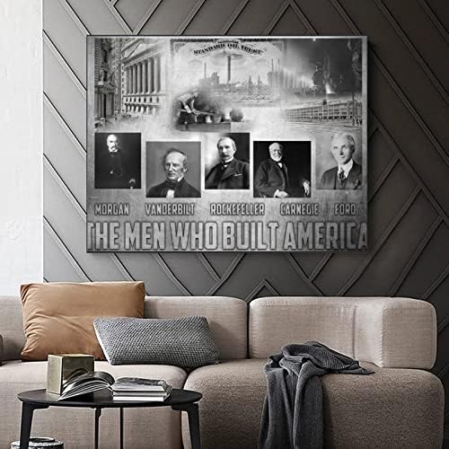 Плакати Черно-бели Американската Индустриална Революция Стенно изкуство Монтаж на Американски Човек Стенно Изкуство Платно Стенно Изкуство за Хол Спалня Офис с К