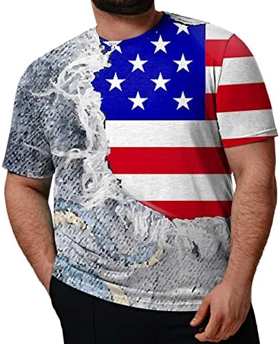 RUIRUILICO Патриотични Тениски за Мъже с Флага на Америка Летни Ежедневни Блузи с Къс Ръкав Свободно Намаляване Блуза с Графични Щампи