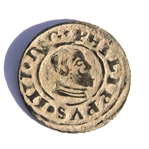 1664 CA Филип IV 16 Мараведи Испански Колониален замък и Лъв Карибската Пиратски епоха Монети #319 Продавачът Very Fine