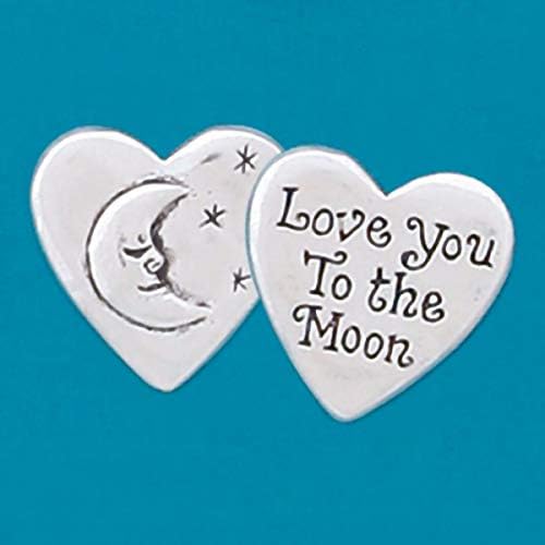Монета-символичен Basic Spirit Pocket - Монета Love to Moon във формата на сърце - Калай Монета ръчно изработени, Подарък за любов, за мъже и жени, Колекциониране на монети