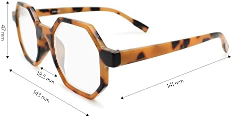 Дамски очила за четене с черепаховым голям шестигранником за стилен начин - Високо зрение - Удобен дамски очила за четене в цялата форма на лицето - Трайни ридеры за