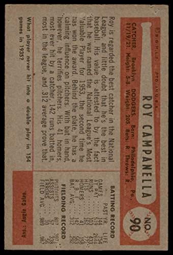 1954 Боуман # 90 Рой Кампанела Бруклин Доджърс (Бейзбол карта) ЧЕСТНО Доджърс