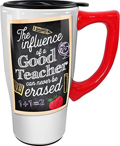 Spoontiques - Пътна керамична чаша за учители - Кафеена чаша за кафе, чай, горещ шоколад и празнични подаръци, 18 мл