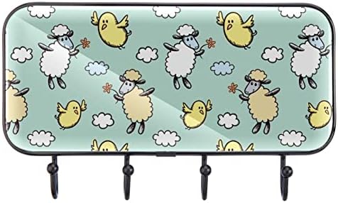 VIOQXI Закачалка за палто Монтиране на стена, на Пролетта, Овце и Птици Самозалепващи Стенни Куки за Декоративни