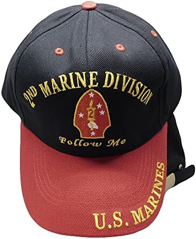 Пассатная 2-ра Дивизия на морската пехота, Последвайте Ме Морската пехота на САЩ USMC Черно-Червена Регулируема Памучен Шапка С Бродерия - Официално Лицензирана