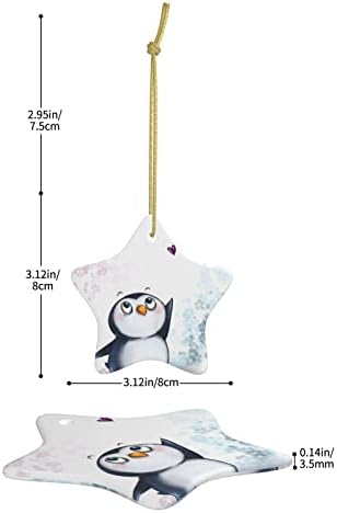 Коледна керамична окачване I Love Penguins 2022 за украса на Коледната елха