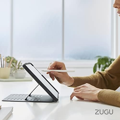 КАЛЪФ ZUGU - 2018/2020 iPad Pro 12,9 инча (3-4-то поколение) - ултра тънък защитен калъф Alpha Case - Безжична зареждане на Apple Pencil - Удобна магнитна стойка и калъф за режим на сън / събужд?