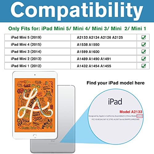 Калъф ProCase iPad Mini iPad Mini 5 2019/ Mini 4, Mini 1 2 3, Тънък Защитен калъф-книжка със стойка Smart Cover за iPad Mini 5/4/3/2/1 -Черен