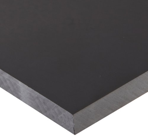 Удароустойчив лист от поликарбонат, Груби довършителни ASTM D 3935, Черно, Дебелина на 3/4 инча, Ширина 12 см, дължина 24 инча