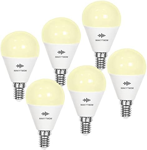 Led лампа A15 с мощност 6 W (еквивалент на 40 Вата), Лампи за вентилатори с регулируема яркост, Стандарт E26, Топъл бял цвят 2700 До, led лампа CRI 90 +, 500 Лумена, 6 броя в опаковка, MAKY
