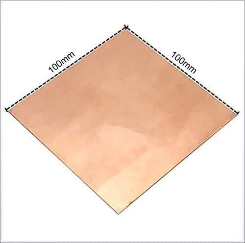 Метална Мед Медно фолио метален лист Фолио табела Вырезанная Медни Метална плоча Латунная табела (Размер: 100 mm x 100 mm x 2 mm)
