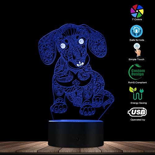Причиняващи Дни Прекрасна 3D Кученце Дакел лека нощ Персонални Новост Декоративно Осветление с Промяна на Цвета на Настолна Лампа Подарък за Кучета