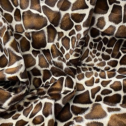 Плат FabricLA Velboa S-Wave с домашен любимец принтом - Плат от изкуствена кожа животни с къс дрямка Ширина 60 инча (150 см) - Плат от изкуствена кожа животни - Жираф 2 цвята, 1 непре