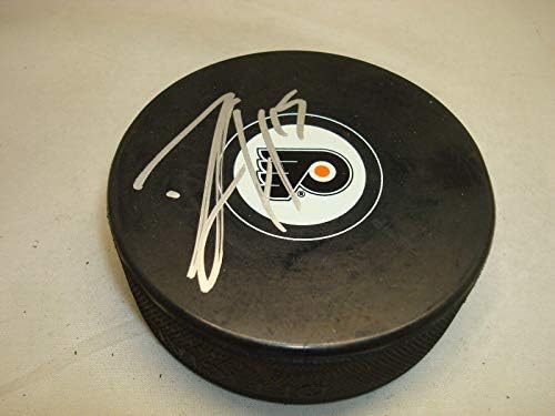 Майкъл Дел Зотто подписа хокей шайба Филаделфия Флайърс с автограф от 1D - за Миене на НХЛ с автограф