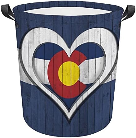 Флаг Колорадо, Сърцето и Дърво, Кошница за дрехи от плат Оксфорд с Дръжки, Кошница за Съхранение на Играчки, Органайзер,