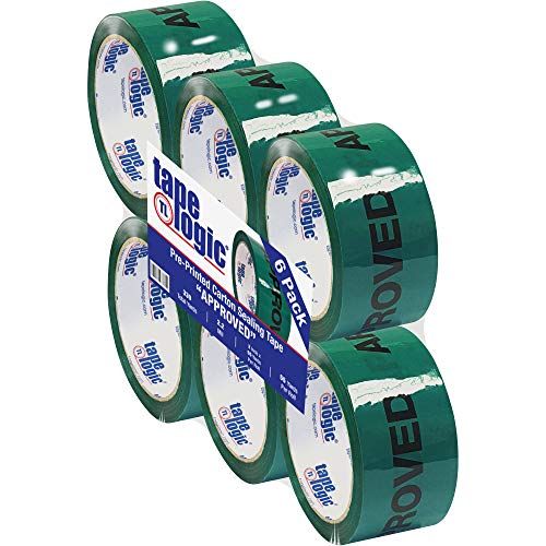 BOX USA BT901P196PK Tape Logic Предварително Напечатанная Картонена оборудване запечатване лента, Подкрепена , 2 x 55 ярда, черно / зелено (опаковка от 6 броя)