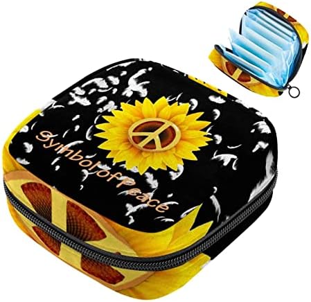 Чанта за съхранение на Хигиенни Кърпички, Чанта за Менструална Купата Peace Love Sunflower, Преносими Чанти За Съхранение