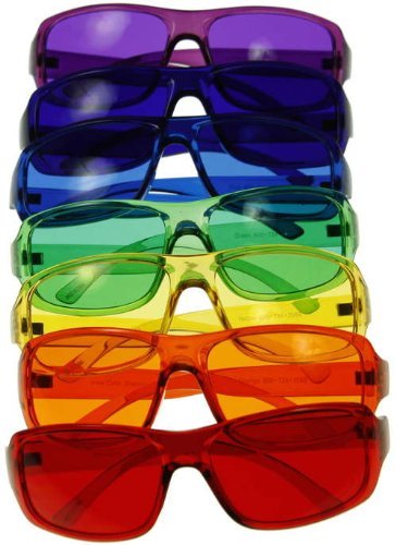 Очила за цветотерапия биоволнами, Слънчеви очила с малки размери, Определени от 7 цвята
