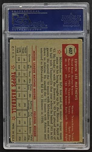 1952 Topps 407 Еди Матюс Бостън Брейвз (Бейзболна картичка) PSA PSA 3.00 Брейвз