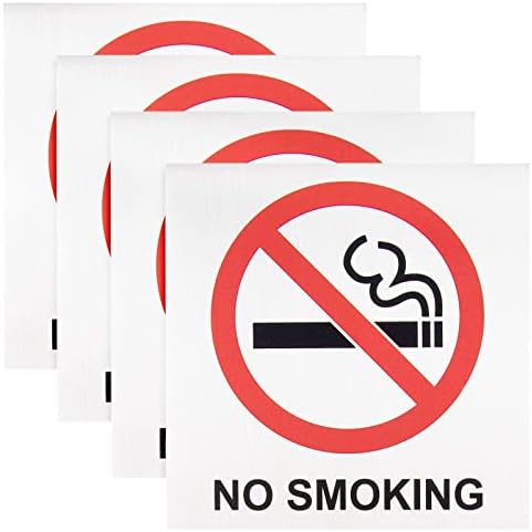 4 Опаковане на Знаци пушенето забранено за дома, ресторанта, училища, фирми, обществени места, Малки алуминиеви