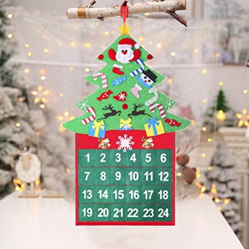 Amosfun 1БР Коледа 24 Деня за Обратно Броене Календар Коледна Елха във Формата На Електрически Врати, Окачен Украшение Коледни Аксесоари