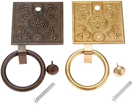 LXXSH 2 елемента Античен Бронзов Латунная Врата копчето шкаф В Китайски Стил, флип-надолу Дръжка, Дръжка за чекмедже