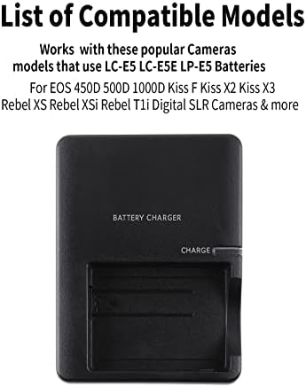 Бързо зарядно устройство LP-E5 за Canon: Съвместим с батерия LC-E5E LP-E5 EOS 450D 500D 1000D Kiss F Kiss Kiss X2