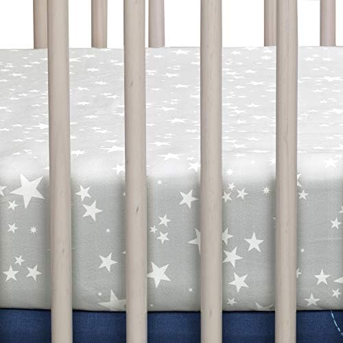 Чаршаф за бебешко легло от Памук Ягнята и Бръшлян Млечен Път Сиви/Бели Звезди