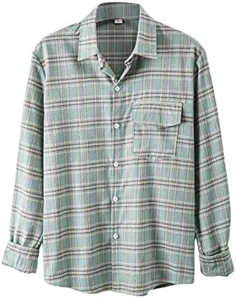 YHAIOGS Ултра памук мъжка мода Ежедневни раирана риза с ревера и катарама с дълъг ръкав Горна мъжка блуза с дълъг