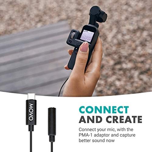 Външен звуков адаптер за микрофон и аудиоадаптера Movo PMA-1 DJI Osmo Pocket Microphone от USB Type-C 3.5 мм TRS