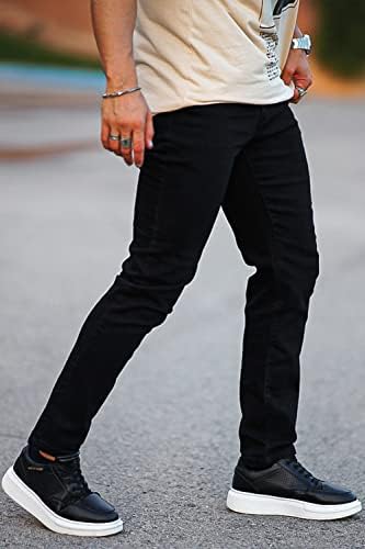 Мъжки Класически Дънки-Участък Slim Fit за Мъже, Тесни Дънкови Панталони Flex, Скъсани Дизайнерски