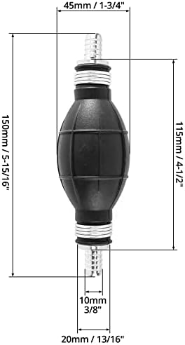 Помпа за изпомпване на гориво QWORK, 2 комплекта, 3/8 (10 мм), Гумен Вакуум Топливопровод, Ръчна Помпа за пълнене