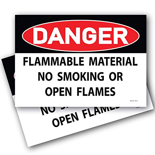 (2 опаковки) Опасен Легковоспламеняющийся материал Знак за да Не се пуши и не се разпалят огън 7 x 10 залепващ Винил