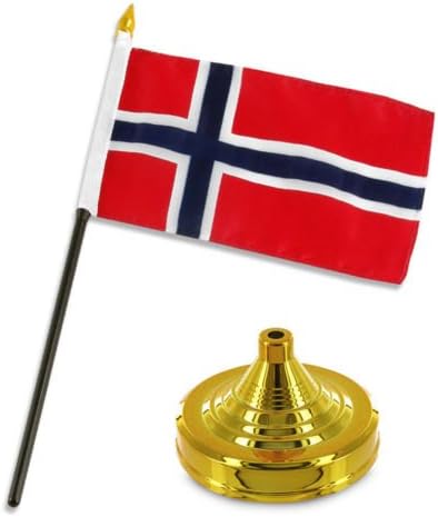 RFCO Лунните Ножове, Норвегия, Норвежки Флаг 4 x 6 Настолен Комплект Настолен Пръчка Златна Основа - Вечерни Украса,
