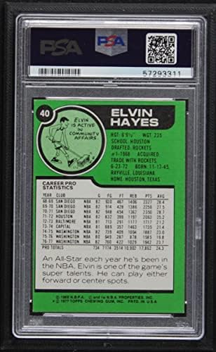 1977 Topps 40 Алвин hayes награди Вашингтон Буллитс (Уизардс) (Баскетболно карта) PSA PSA 8.00 Буллитс (Уизардс)