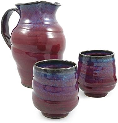 Чаени чаши от керамика Modern Artisans Plum Перфектната Спирала Stoneware, Керамика американското производство,