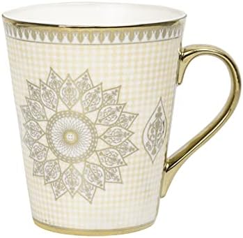 Керамични чаши за кафе са ръчно изработени Femora, комплект от 2 теми на индийския златен дизайн (11 грама), чаша