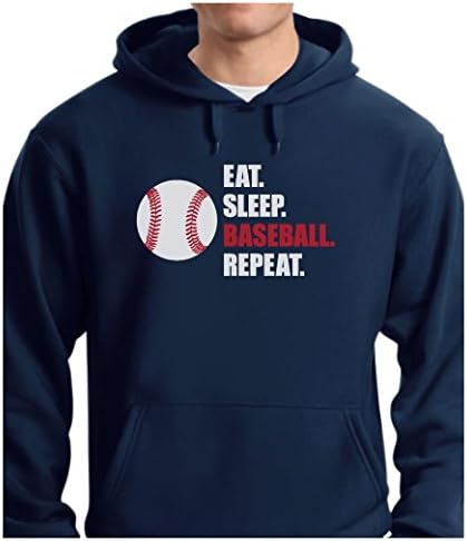 Tstars Eat Sleep Бейзбол Повторение Hoody Подаръци за Мъже, Почитатели на Бейзболни мачове Блузи с Качулка