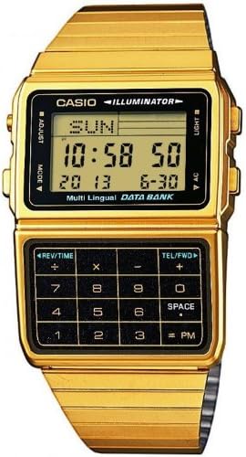 Casio DBC-611G-1 Златен Часовник с калкулатор, памет и Банка данни