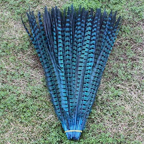 KATSUSO_Free 100 бр Дълги Пера от опашката на Фазан Озерно на Синия цвят 22-24 инча/55-60 см