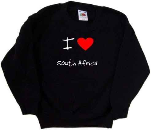 Черна детска Hoody I Love Heart South Africa