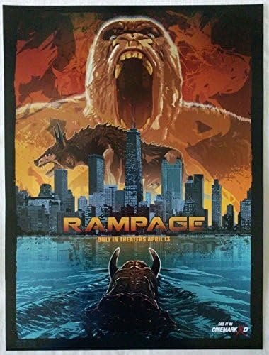 RAMPAGE 18x 24 Оригинален Промо-Постер на филма MINT Cinemark Дуейн Скала Джонсън