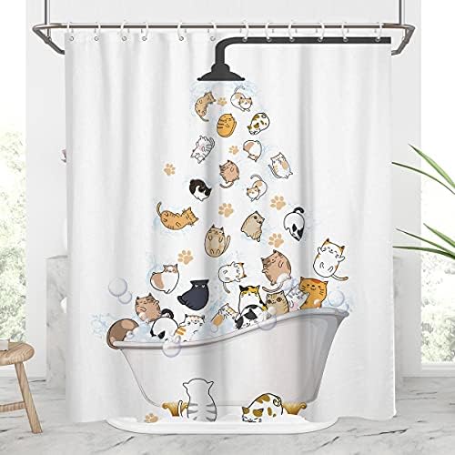 AAtter Скъпа Завеса за душ с котка за деца, Детски Cartoony Фигура Животни, Цветни Забавни Домашни Любимци, Лапа