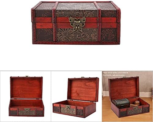 TOPINCN Ретро Кутия За Съхранение на Ръчно изработени Ретро Дървена Кутия За Съхранение на Бижута в Античен Стил