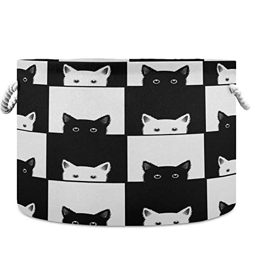visesunny Cat Черно-Бели Мрежести Кошници за Бельо, Текстилен Кутия За Съхранение, Сгъваема Кошница За Съхранение