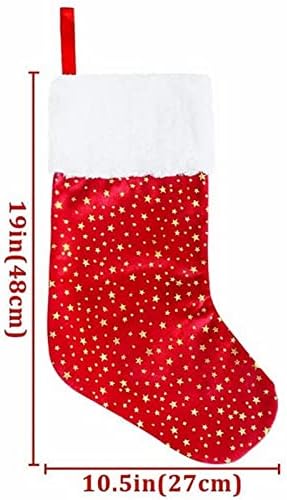 Коледни Чорапи 4 опаковки на 18-Инчовата Златна Звезда, с бели Плюшени кожена тапицерия, Класически Персонализирани