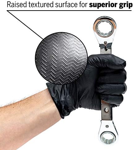 Нитриловые ръкавици Lion Grip - Черна шарка на протектора - 7 mils - 1 Кутия (100 ръкавици) (Голяма)