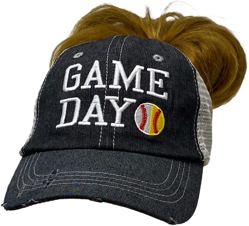 Cocomo Soul Дамски бейзболна шапка за майки с топката в игра ден | Шапка за мама с Мръсните Греда и Високо Опашката
