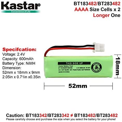 Акумулаторна батерия за безжичен телефон Kastar BT183482/BT283482 Ni-MH 2,4 V, 600 ma/ч, Замяна за Vtech LS6475-3